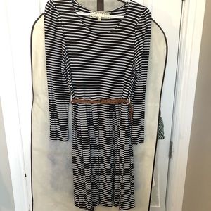 Pink Martini Stripped Belted Dress